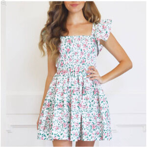 8 Oak Lane Womens Cottage Rose Bow Back Smocked Mini House Dress Size XL